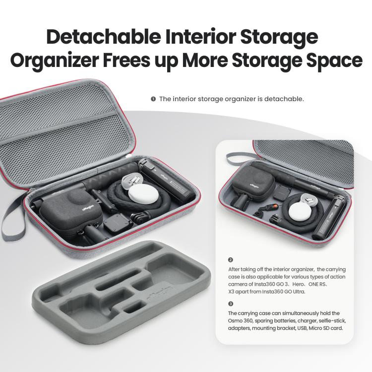For Insta360 GO Ultra aMagisn Storage Case Protective Bag for Camera, Silicone Sleeve, Cage, Selfie Stick and Accessories, For Insta360 GO Ultra