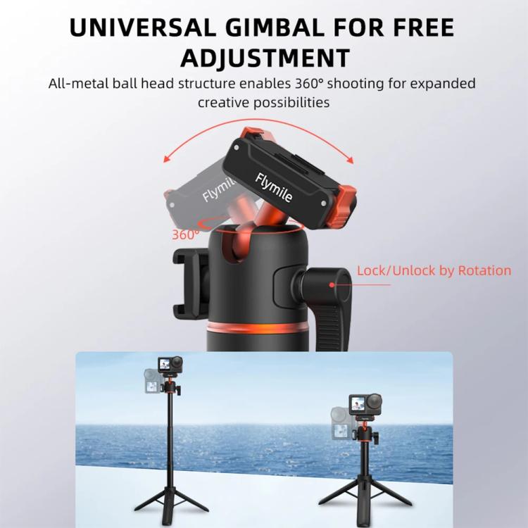 Flymile AC5012_5 Extended Selfie Stick Holder Magnetic Quick Release Tripod, AC5012_5