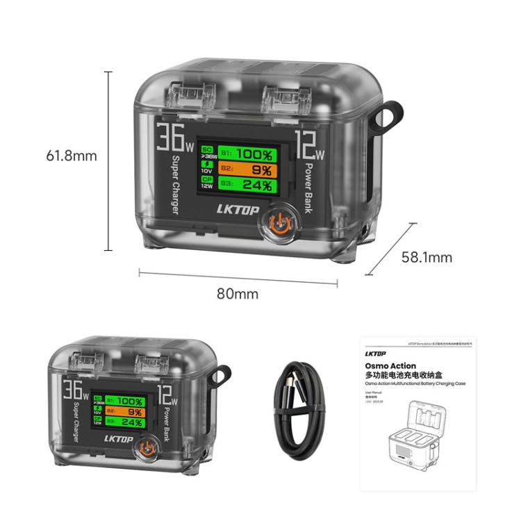 Multi-Functional Battery Charging Organizer For DJI Osmo 360 / Action 5 Pro / Action 4 / Action 3, LKTOP ACG247