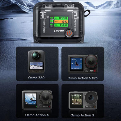 Multi-Functional Battery Charging Organizer For DJI Osmo 360 / Action 5 Pro / Action 4 / Action 3, LKTOP ACG247