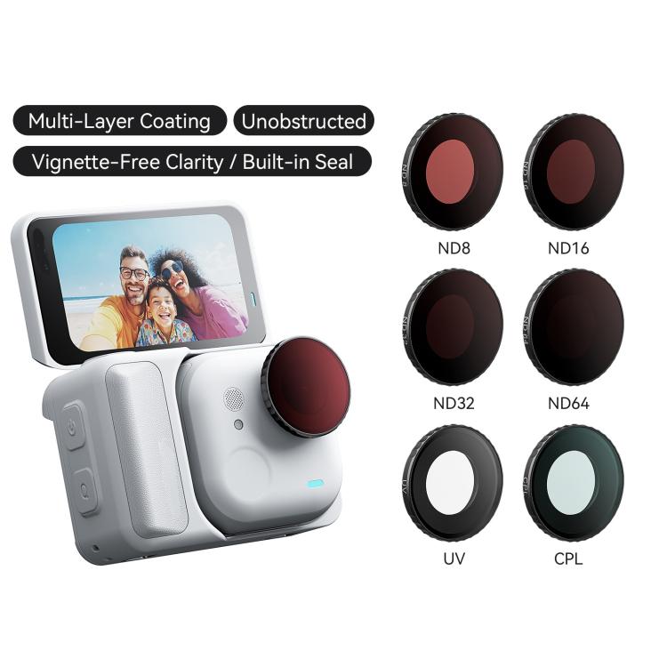 For Insta360 GO Ultra aMagisn Waterproof Filter Aluminum Alloy Frame Anti-fog Lens, UV, CPL, ND8/16/32/64, ND8/16/32+CPL