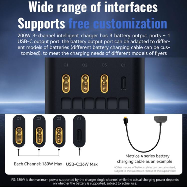 For DJI Matrice 4T / 4E LKTOP UC342 200W 3-Channel Charger Aerial Photography Charging Butler, US Plug, EU Plug