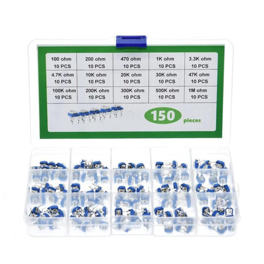 150pcs /Set 6mm Adjustable Resistor Box Lit, 150pcs /Set