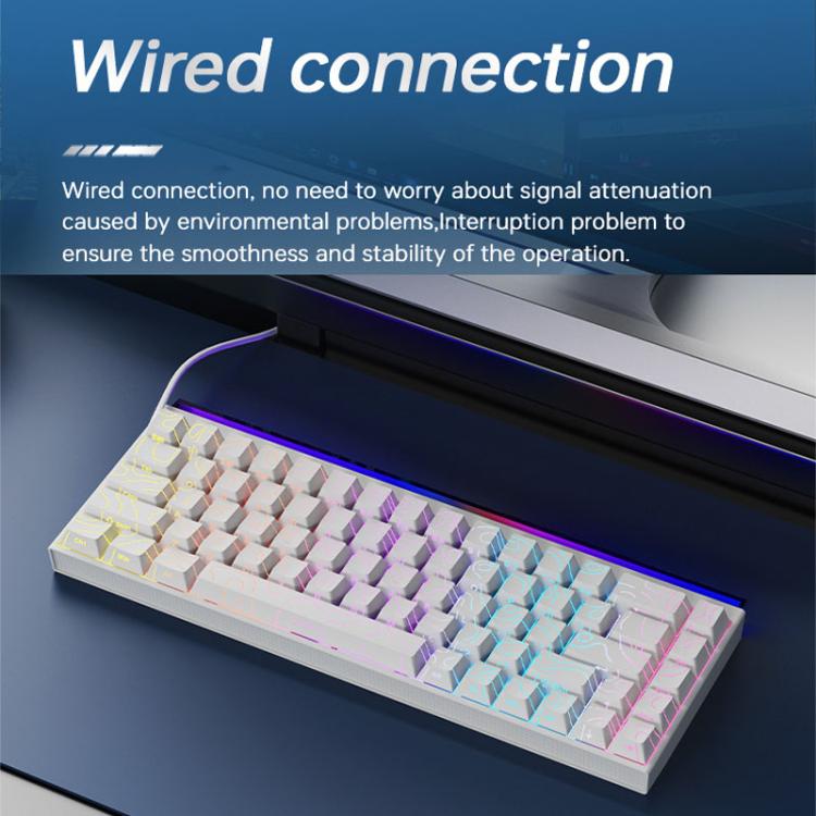 NACODEX NK68 Magnetic Shaft Mechanical Dazzle Color Wired Keyboard Office Computer Gaming 68 Keys Keyboard, Ordinary White, Contour Line White, Contour Line Black