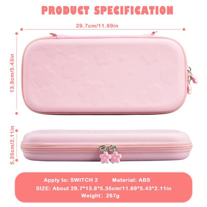 For Nintendo Switch 2 Sakura Accessories Bundle Portable Carrying Case with Shell, 4 Thumb Grips, Screen Protector & Stand, Bundle