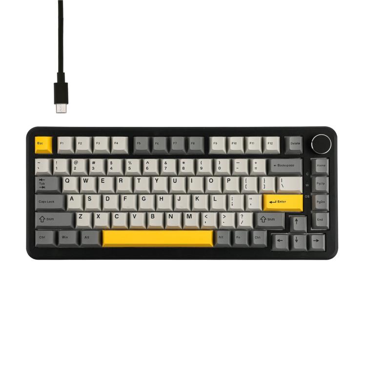 Ajazz AK820 MAX Hot-swappable Gasket 75 Mechanical Keyboard With RGB Light, Tri-mode Ice Cream Shaft Black Gray Yellow, Wired Magnetic Shaft Black Gray Yellow, Wired Magnetic Shaft Side Carved Gradient Gray