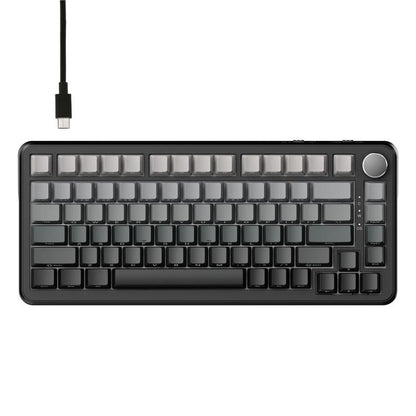 Ajazz AK820 MAX Hot-swappable Gasket 75 Mechanical Keyboard With RGB Light, Tri-mode Ice Cream Shaft Black Gray Yellow, Wired Magnetic Shaft Black Gray Yellow, Wired Magnetic Shaft Side Carved Gradient Gray