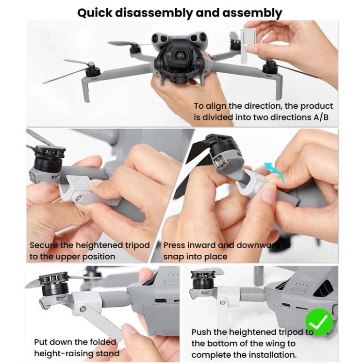 For DJI Mini 5 Pro 1pair Drone Height-Extending Landing Gear Foldable Non-Detachable Protective Bracket