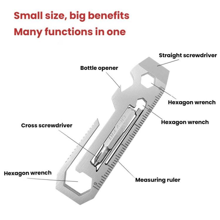 Multi-tool With Batch Wrench Stainless Steel Tool Card, 7 In 1