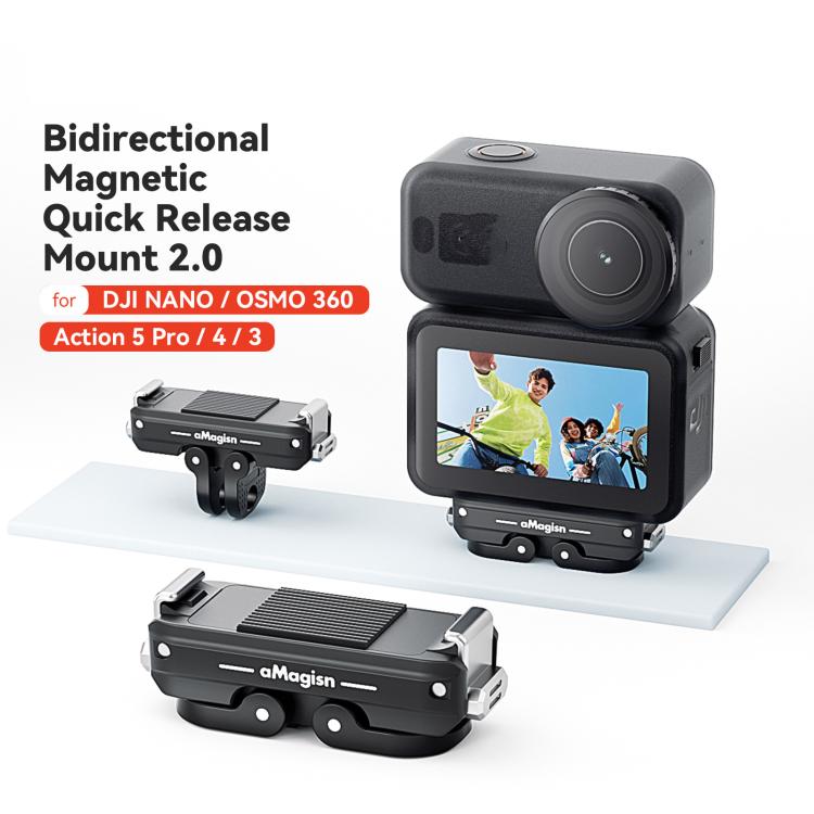 aMagisn TN11 Bidirectional Magnetic Quick Release Mount 2.0 For DJI Nano / Osmo 360 / Action 5 Pro / 4 / 3, TN11 Metal