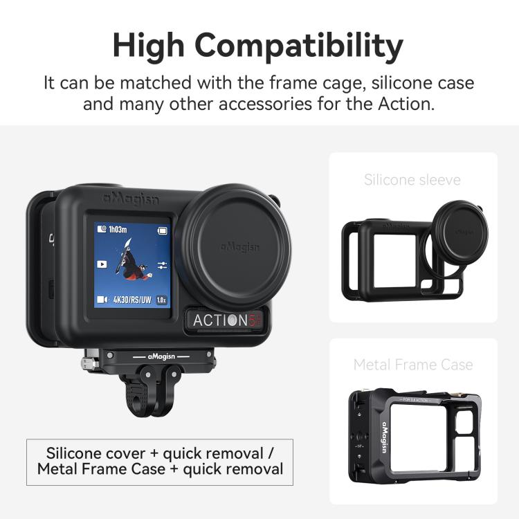 aMagisn TN11 Bidirectional Magnetic Quick Release Mount 2.0 For DJI Nano / Osmo 360 / Action 5 Pro / 4 / 3, TN11 Metal