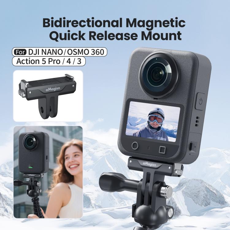 aMagisn TN10 Bidirectional Magnetic Quick Release Mount For DJI Nano / Osmo 360 / Action 5 Pro / 4 / 3, TN10 ABS