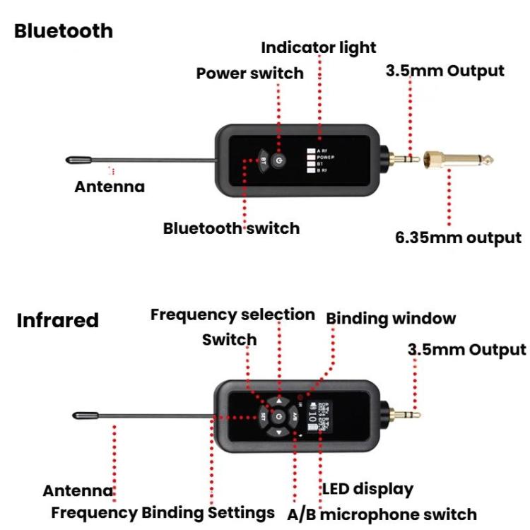 Wireless Microphone Direct Broadcast Singing Handheld Microphone, LS07+N33 1 Tow 1 Bluetooth Version, LS07+N33 1 Tow 1 Infrared Version, LS07+N33 1 Tow 2 Bluetooth Version, LS07+N33 1 Tow 2 Infrared Version