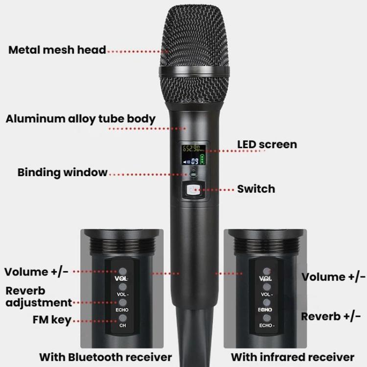 Wireless Microphone Direct Broadcast Singing Handheld Microphone, LS07+N33 1 Tow 1 Bluetooth Version, LS07+N33 1 Tow 1 Infrared Version, LS07+N33 1 Tow 2 Bluetooth Version, LS07+N33 1 Tow 2 Infrared Version