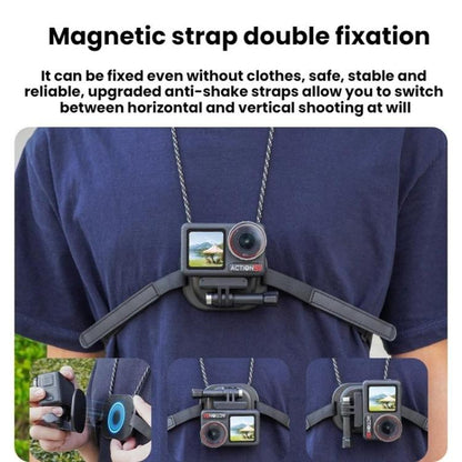 Flymile Neck-Mounted Magnetic Action Camera Bracket For DJI Osmo 360 / Pocket 3 / Action 5 Pro / Insta360 X5