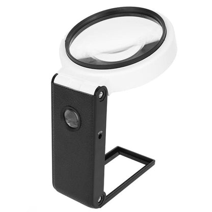 LED Folding Desktop Magnifying Glass For Reading Antique Jewelry Identification, 80mm 6X / 25X, 90mm 5X / 25X, 110mm 3.5X / 25X