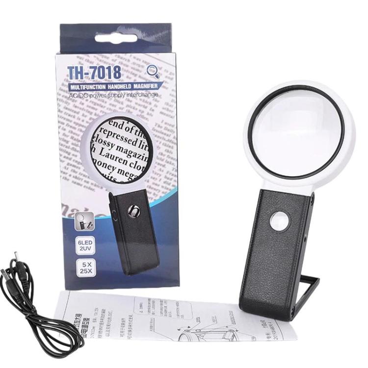 LED Folding Desktop Magnifying Glass For Reading Antique Jewelry Identification, 80mm 6X / 25X, 90mm 5X / 25X, 110mm 3.5X / 25X