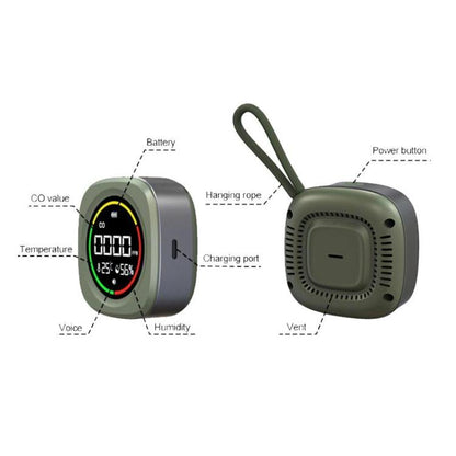 K5A 3 In1 Carbon Monoxide Temperature Humidity Detector Outdoor Portable CO Detection Alarm, K5A