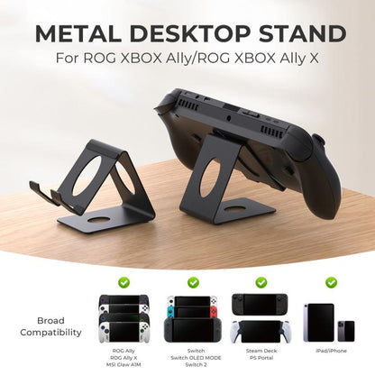 JYS Universal Metal Desktop Stand for Handheld Consoles Compatible with ROG Xbox Ally/X, Switch, Steam Deck & Lenovo Legion Go, Desktop Stand White, Desktop Stand Black