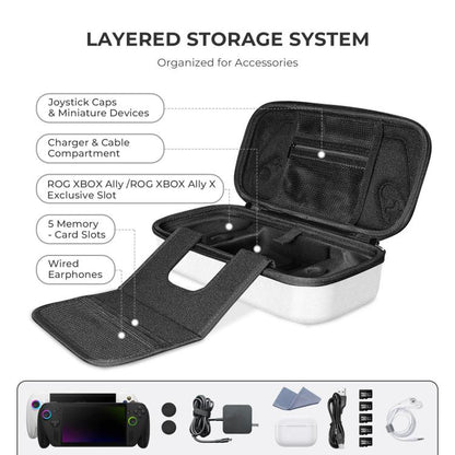 JYS Hard Carrying Case for ROG Xbox Ally/X Handheld Portable Travel Zipper Bag, JYS-X152 White, JYS-X152 Black