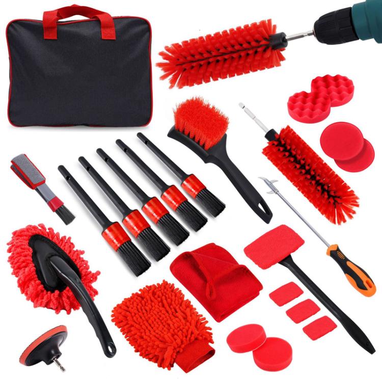 Car Cleaning Brush Set Power Drill Attachment For Vent Details Detail Brush With Sponge, 24pcs, 28pcs