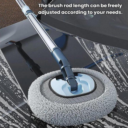 Soft Bristle Curved Rod Telescopic Car Washing Mop Car Dusting Brush Car Cleaning Tools, White