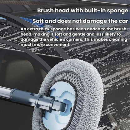 Soft Bristle Curved Rod Telescopic Car Washing Mop Car Dusting Brush Car Cleaning Tools, White