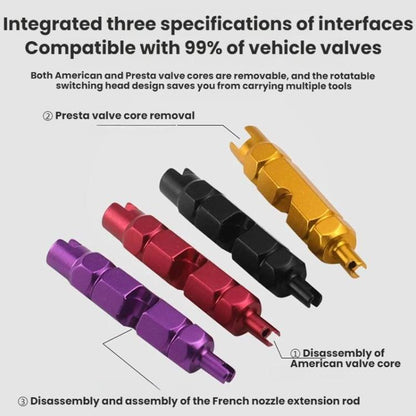 5pcs Multi-purpose Bicycle Valve Core Removal Wrench, 5pcs Gold, 5pcs Red, 5pcs Black, 5pcs Purple