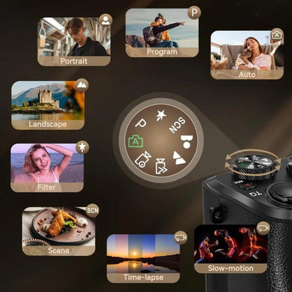 DC226 8K Camcorder With Front/Rear 48MP Dual Cameras, 3.2-Inch HD Touch Screen, LED Flash, HDMI Output & WiFi Transfer, EU Plug, US Plug, UK Plug