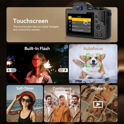 DC226 8K Camcorder With Front/Rear 48MP Dual Cameras, 3.2-Inch HD Touch Screen, LED Flash, HDMI Output & WiFi Transfer, EU Plug, US Plug, UK Plug