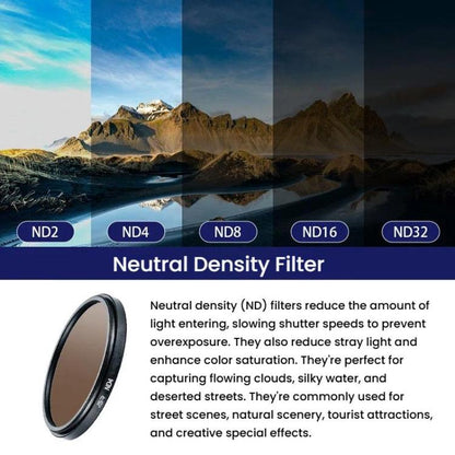 Micro SLR Camera Light Reduction Filter Medium Gray Density Lens, JSR ND2 37mm, JSR ND4 37mm, JSR ND8 37mm, JSR ND16 37mm, JSR ND32 37mm, JSR ND2 40.5mm, JSR ND4 40.5mm, JSR ND8 40.5mm, JSR ND16 40.5mm, JSR ND32 40.5mm, JSR ND2 43mm, JSR ND4 43mm...