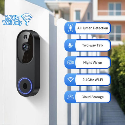 HD Night Vision Smart Video Doorbell Wireless Voice Intercom Surveillance Electronic Peephole, Black + US Plug Dingdong, Black + UK Plug Dingdong, Black + USB Dingdong, Beige + US Plug Dingdong, Beige + UK Plug Dingdong, Beige + USB Dingdong