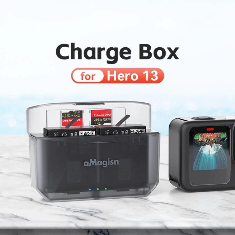 aMagisn Fast Charging Battery Charger Case for GoPro HERO13 Black/12 Black /11 Black  /10 Black /9 Black