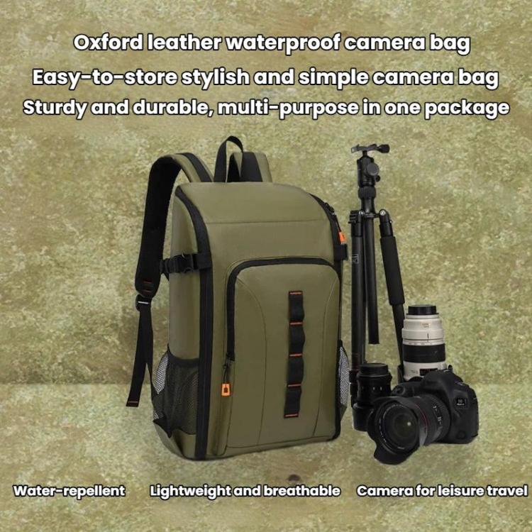 Outdoor Large Capacity Waterproof Camera Bag Detachable Portable DSLR Backpack, Olive Green