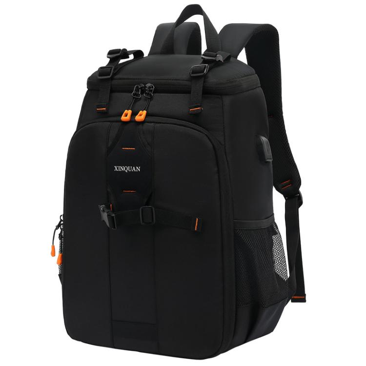 XINQUAN Outdoor Waterproof DSLR Camera Backpack For Photography Large Capacity Laptop Bag, Black Orange