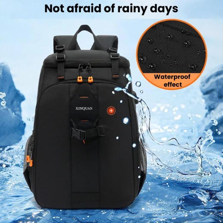 XINQUAN Outdoor Waterproof DSLR Camera Backpack For Photography Large Capacity Laptop Bag, Black Orange