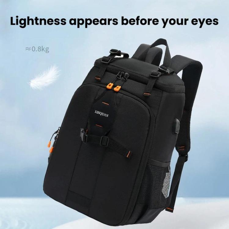 XINQUAN Outdoor Waterproof DSLR Camera Backpack For Photography Large Capacity Laptop Bag, Black Orange