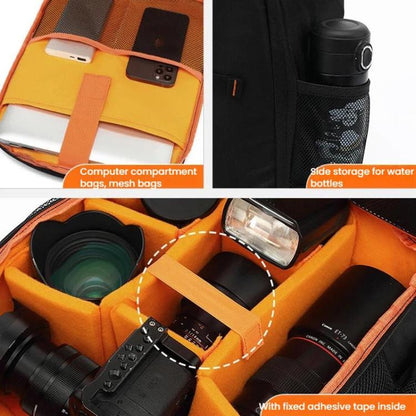 XINQUAN Outdoor Waterproof DSLR Camera Backpack For Photography Large Capacity Laptop Bag, Black Orange