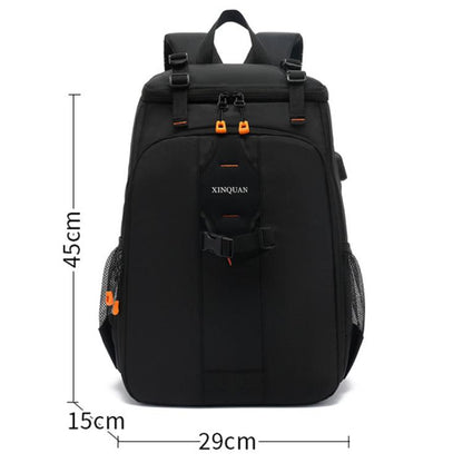 XINQUAN Outdoor Waterproof DSLR Camera Backpack For Photography Large Capacity Laptop Bag, Black Orange