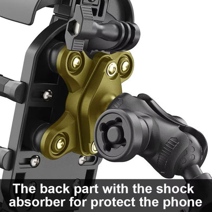 Motorcycle Phone Holder with Sun Visor & Anti-Theft Lock 360-degree Rotation, Camera Compatible, Handlebar Mount, Mirror Stem Mount