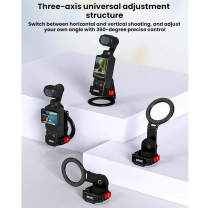 For DJI Osmo Pocket 3 BRDRC Magnetic Expandable Phone Holder Cold Shoe Mount, Black