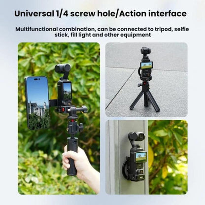 For DJI Osmo Pocket 3 BRDRC Magnetic Expandable Phone Holder Cold Shoe Mount, Black