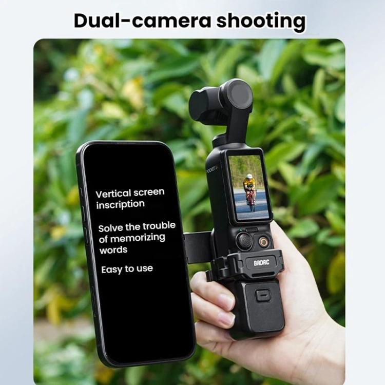For DJI Osmo Pocket 3 BRDRC Magnetic Expandable Phone Holder Cold Shoe Mount, Black