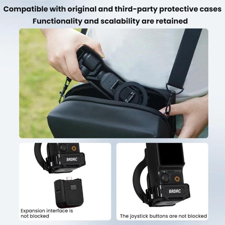 For DJI Osmo Pocket 3 BRDRC Magnetic Expandable Phone Holder Cold Shoe Mount, Black