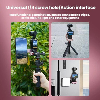 For DJI Osmo Pocket 3 BRDRC Magnetic Expandable Phone Holder Cold Shoe Mount, Pink