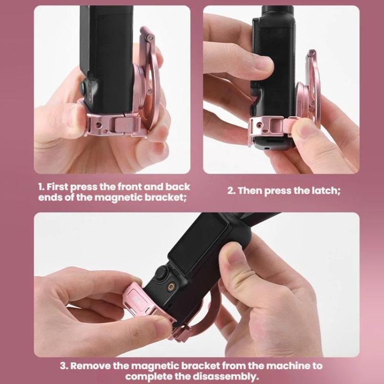 For DJI Osmo Pocket 3 BRDRC Magnetic Expandable Phone Holder Cold Shoe Mount, Pink