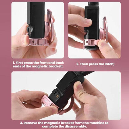 For DJI Osmo Pocket 3 BRDRC Magnetic Expandable Phone Holder Cold Shoe Mount, Pink