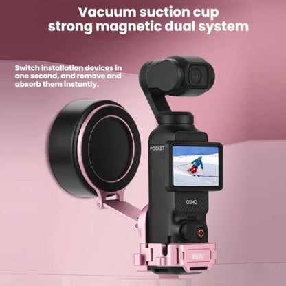 For DJI Osmo Pocket 3 BRDRC Magnetic Expandable Phone Holder Cold Shoe Mount, Pink