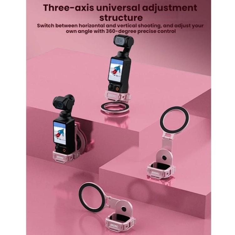 For DJI Osmo Pocket 3 BRDRC Magnetic Expandable Phone Holder Cold Shoe Mount, Pink