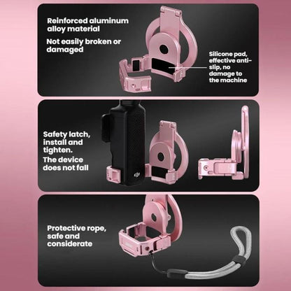 For DJI Osmo Pocket 3 BRDRC Magnetic Expandable Phone Holder Cold Shoe Mount, Pink